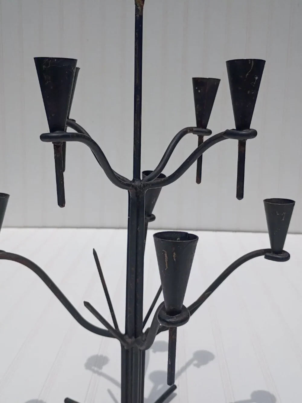 Hand Forged Iron Candelabra 9-Arm Candle Holder Industrial Farmhouse Rustic Vtg